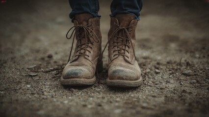 Farmer boots close view background