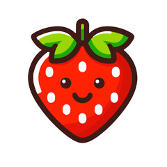 Obraz premium Cute cartoon strawberry with a smiling face for kids’ learning, posters, and fruit-themed education on transparent background