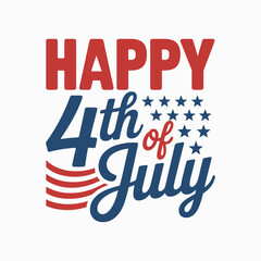 Fototapeta premium Happy 4th of July Typography with American Independence Day Vector Design.