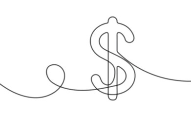 A bold, black dollar sign symbolizing currency and finance 