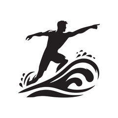 surfer vector silhouette clip art logo design illustration
