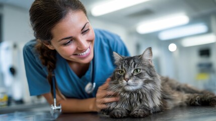 Veterinary Care Compassionate Vet Examines Cat