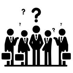 Minimalist Group of Stickmen Discussing Business Silhouette – Black SVG Clipart Icon