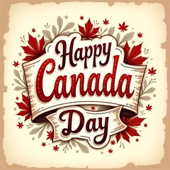 A festive Canada Day greeting with a vintage design.
