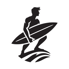 surfer vector silhouette clip art logo design illustration