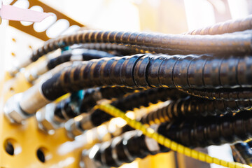 Hoses of modern hydraulic of drilling industrial excavator machine