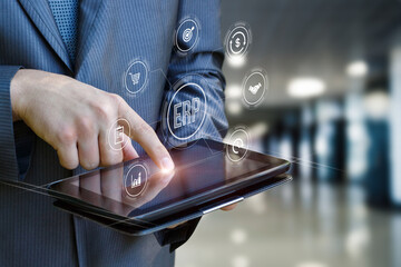 Pro using tablet for ERP software.