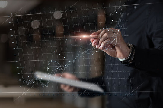 Pro analyzing data trends on screen.