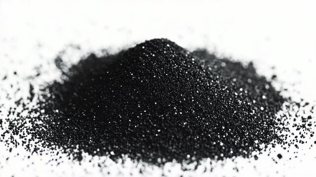 A pile of black powder sits on a white surface, awaiting use or reaction