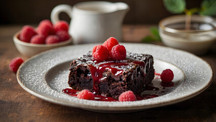 chocolate cake with raspberries
