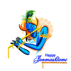 easy edit vector illustration happy krishna
