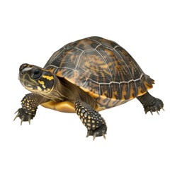 Image of a beautiful turtle isolated on a transparent background. Exotic pets. Beautiful and curious animals
