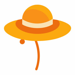 Orange Straw Summer Hat Vector Image Stylish Headwear Illustration for Seasonal Designs
