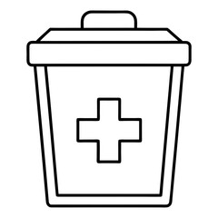 Biohazard Waste Bin Line Art Vector