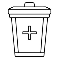 Biohazard Waste Bin Line Art Vector