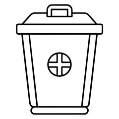 Biohazard Waste Bin Line Art Vector