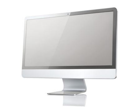 Modern silver desktop computer isolated on transparent background