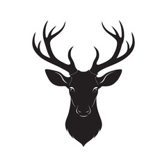 Antlered Deer Head Wildlife Silhouette