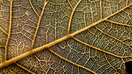 Intricate Leaf Veins: A detailed macro photograph showcases the delicate and complex network of veins within a single leaf, presenting a beautiful example of natural patterns.
