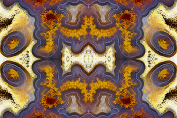 Laguna agate kaleidoscope repeating mirror-effect pattern.