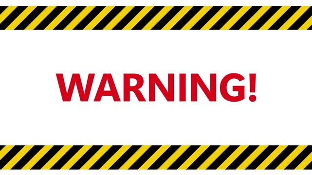 Caution warning border frame with text and yellow and black tape animation video
