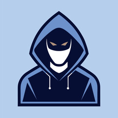Line art icon of a hacker wearing a hoodie. Ideal for cybersecurity themes, data breach visuals, tech threats, ethical hacking, phishing alerts, and IT security illustrations.