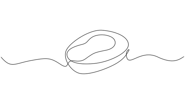 Self drawing animation of Bedpan Animated single line bedpan design. Animation on a white background 4K.
