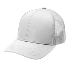 White Mesh Back Baseball Cap with Curved Brim