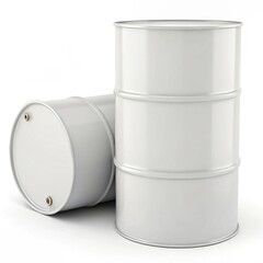 Two Large White Industrial Metal Drums for Storage