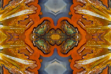 Laguna agate kaleidoscope repeating mirror-effect pattern.