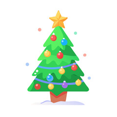 Decorated Christmas tree with star Holiday SVG Icon