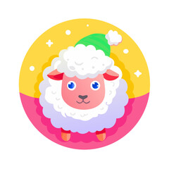 Naklejka premium Lamb with fluffy wool Holiday SVG Icon