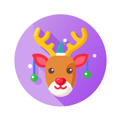 Reindeer head with antlers Holiday SVG Icon