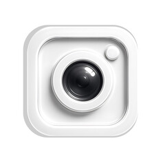 3D White Instagram Icon classy look Isolated on Transparent Background