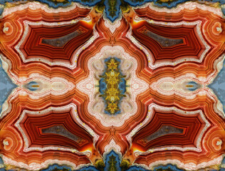 Laguna agate kaleidoscope repeating mirror-effect pattern.