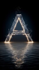Glowing Water Letter A  Abstract  Dark  Cinematic  Liquid Alphabet