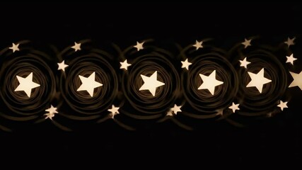 Flashing and vibrating dizzy stars on black background