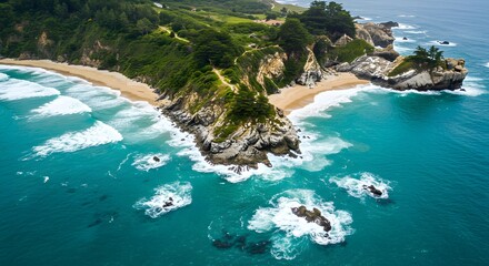 Cliffs and waves on tropical coastline