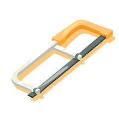 Icon of isometric design of a hacksaw tool for cutting materials 