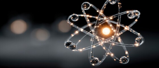 Obraz premium Glowing Atomic Model Energy Science Physics Abstract Background