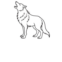 Wolf howling line art
