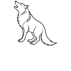 Wolf howling line art