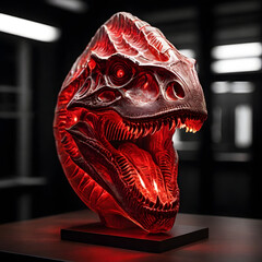 T-Rex Tooth Fossil Reimagined with Laser Engraving and Tech Glow – Cyber Dinosaur Relic