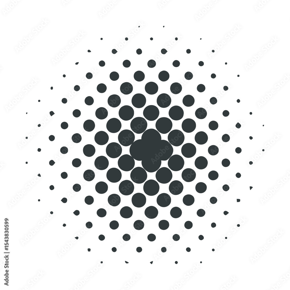 Poster abstract circular halftone pattern design in grayscale