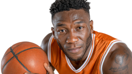 Concentration of the Player: A determined athlete with the ball in hand, capturing the essence of dedication, power, and competition in a dynamic portrait.