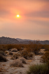 sunset in the desert mountains