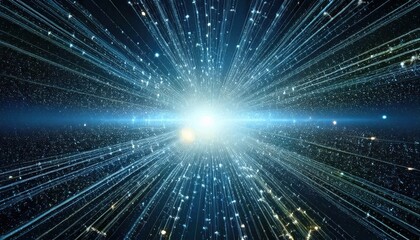 radiant galactic explosion with cosmic starburst and deep space horizon for sci-fi poster, tech branding, digital wallpaper, or halloween themed web design

