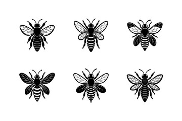 little bee silhouette vector art hovering with tiny wings