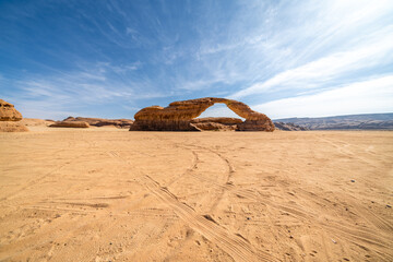 Rainbow Arch, amazing sandstone rock formation in AlUla, Saudi Arabia