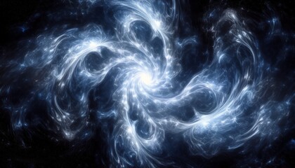 Obraz premium ethereal blue nebula swirl with radiant light core in deep space, perfect for halloween-themed digital design, sci-fi branding, or fantasy print artwork